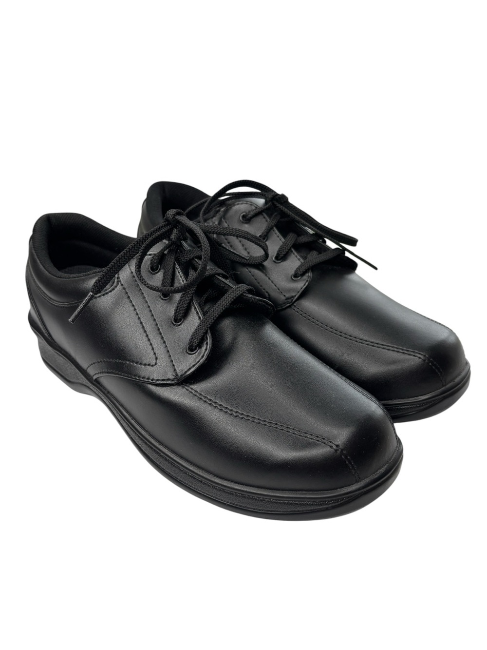 Orthofeet Womens Oxford Comfort Shoe Size 10 W Black Leather Lace Up Sneaker NEW